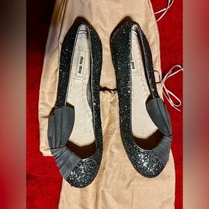 Miu Miu Black Sparkly Flats